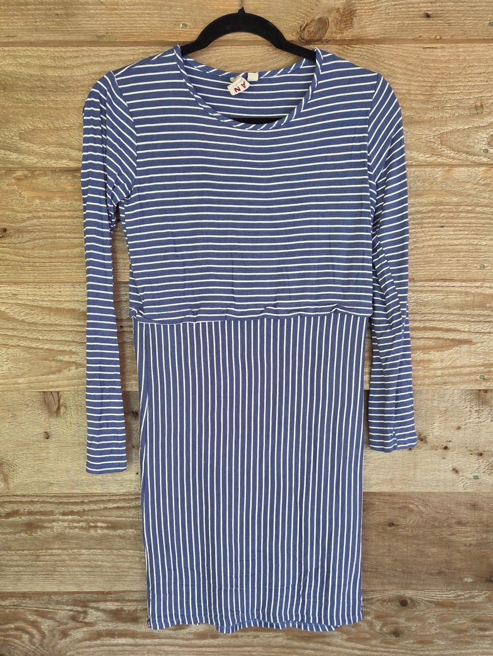 dolan Anthropologie XSmall Blue and White Striped Long-Sleeve Midi Dress
